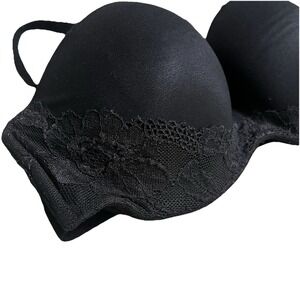 Victoria's Secret Women's 34D Underwire Bra Smooth + Black Lace Removable Straps